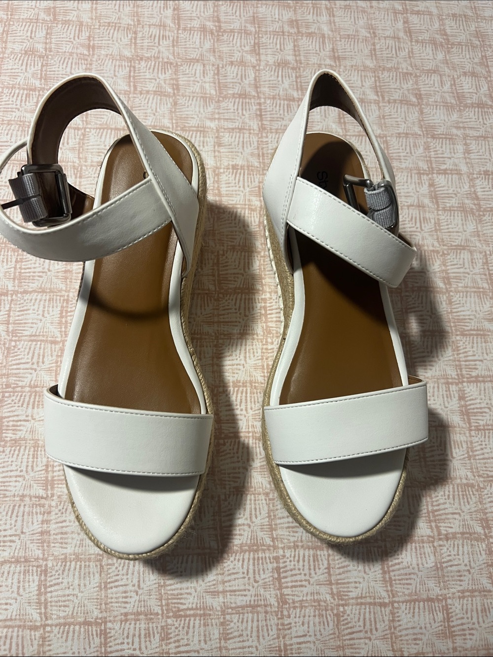 Style & Co. White Cross-Strap Wedge Sandals